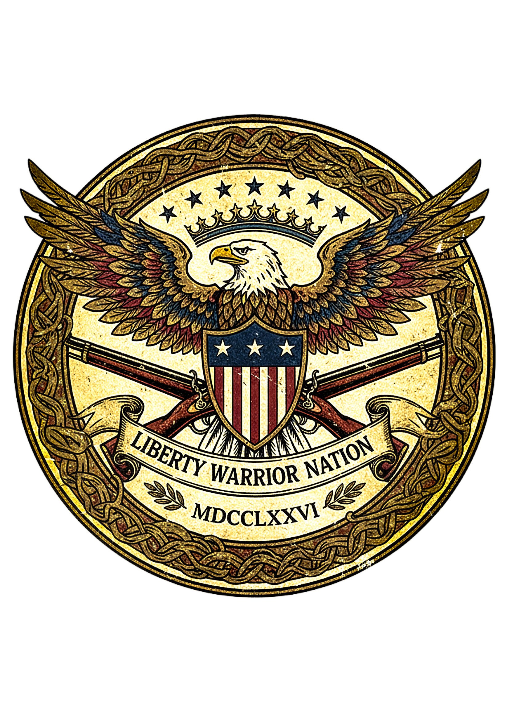 LWN Liberty Warrior Nation American Eagle Uv Sticker