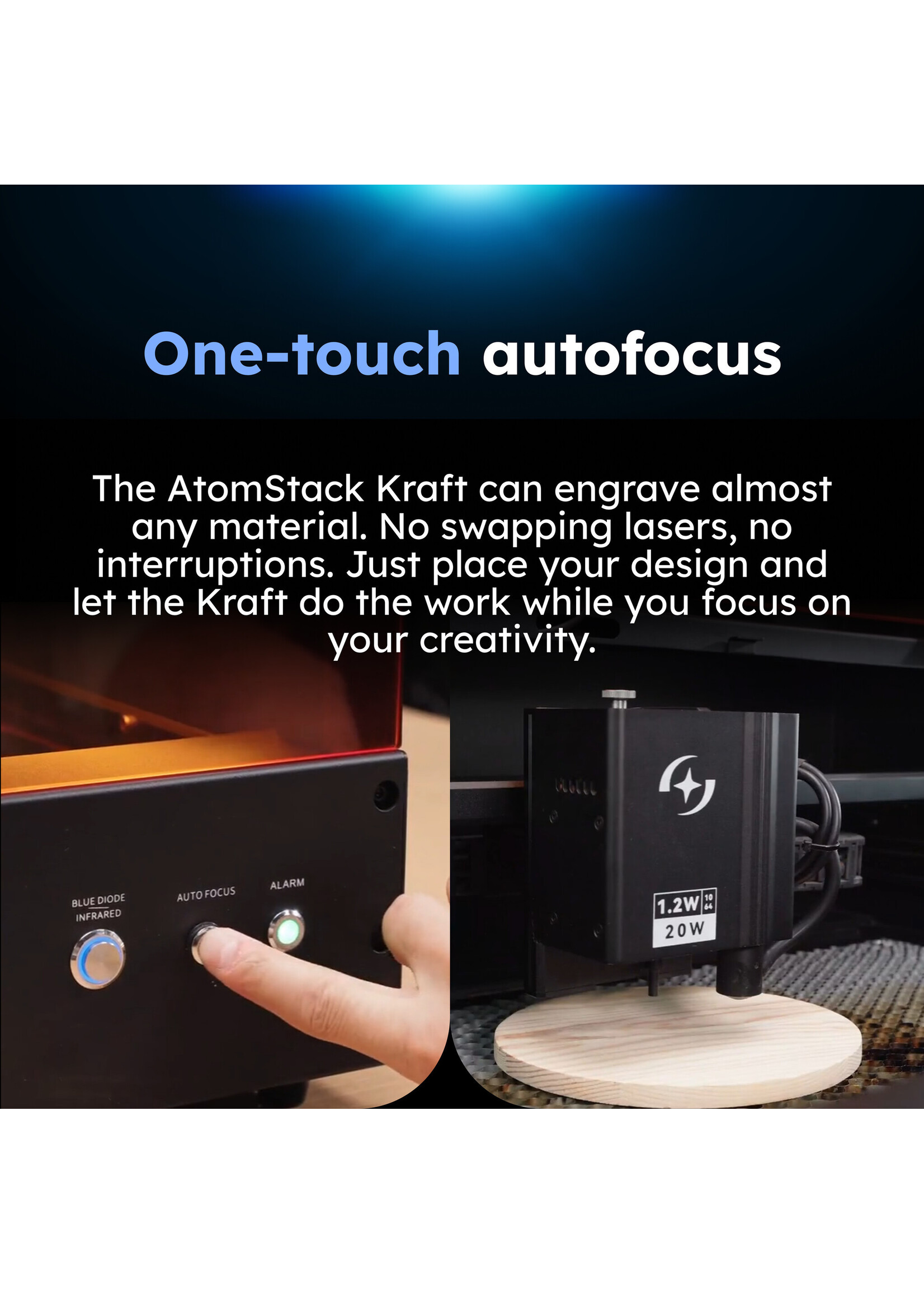 AtomStack Kraft Dual Laser Cutter - 20 W Diode + 1.2 W IR