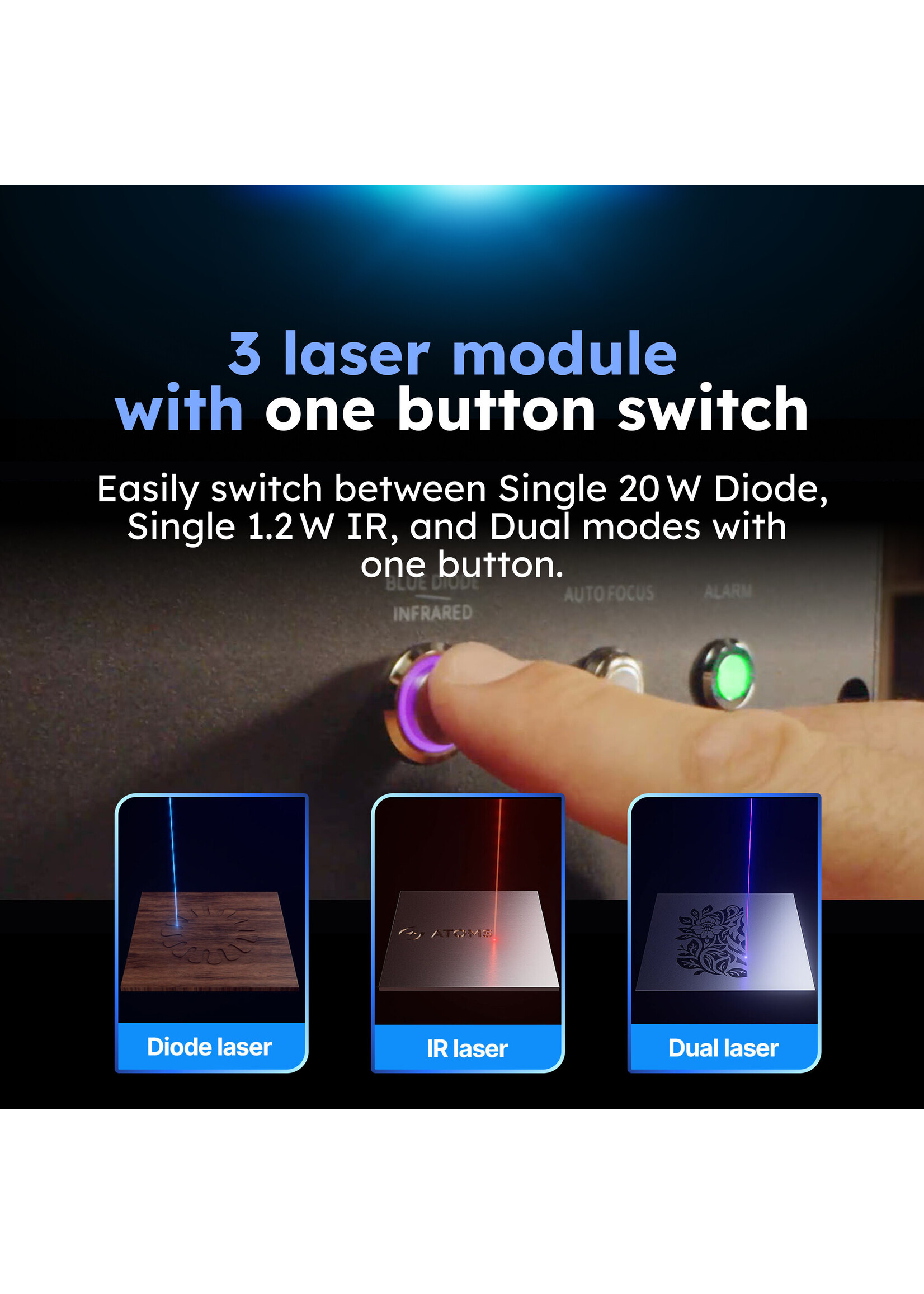 AtomStack Kraft Dual Laser Cutter - 20 W Diode + 1.2 W IR
