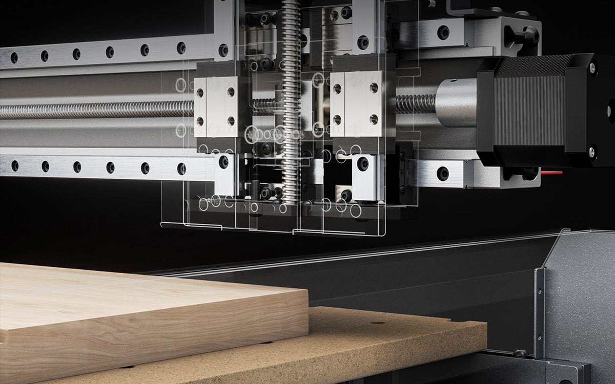 Close-up of the build of the AtomStack C4 CNC