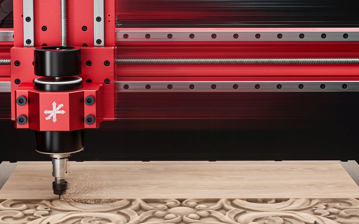 Close-up of the 200 W spindle moving at speed