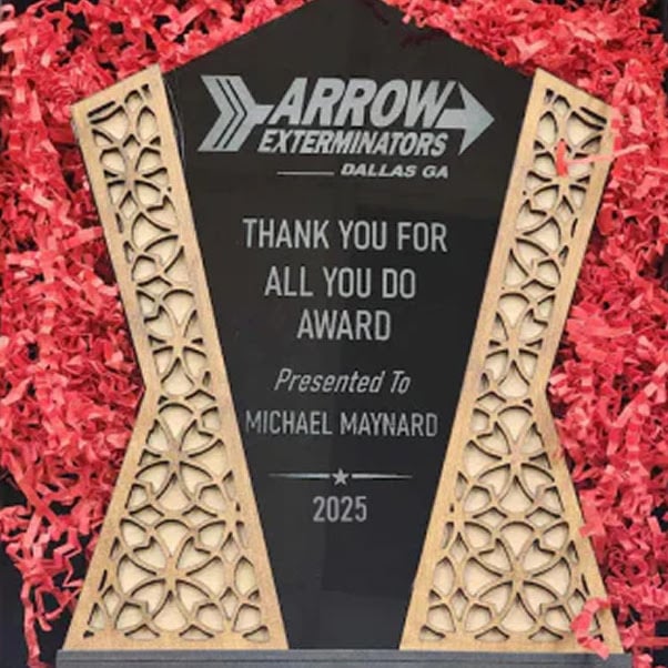 Award made of black acrylic with text engraving and wooden lasercut sides.
