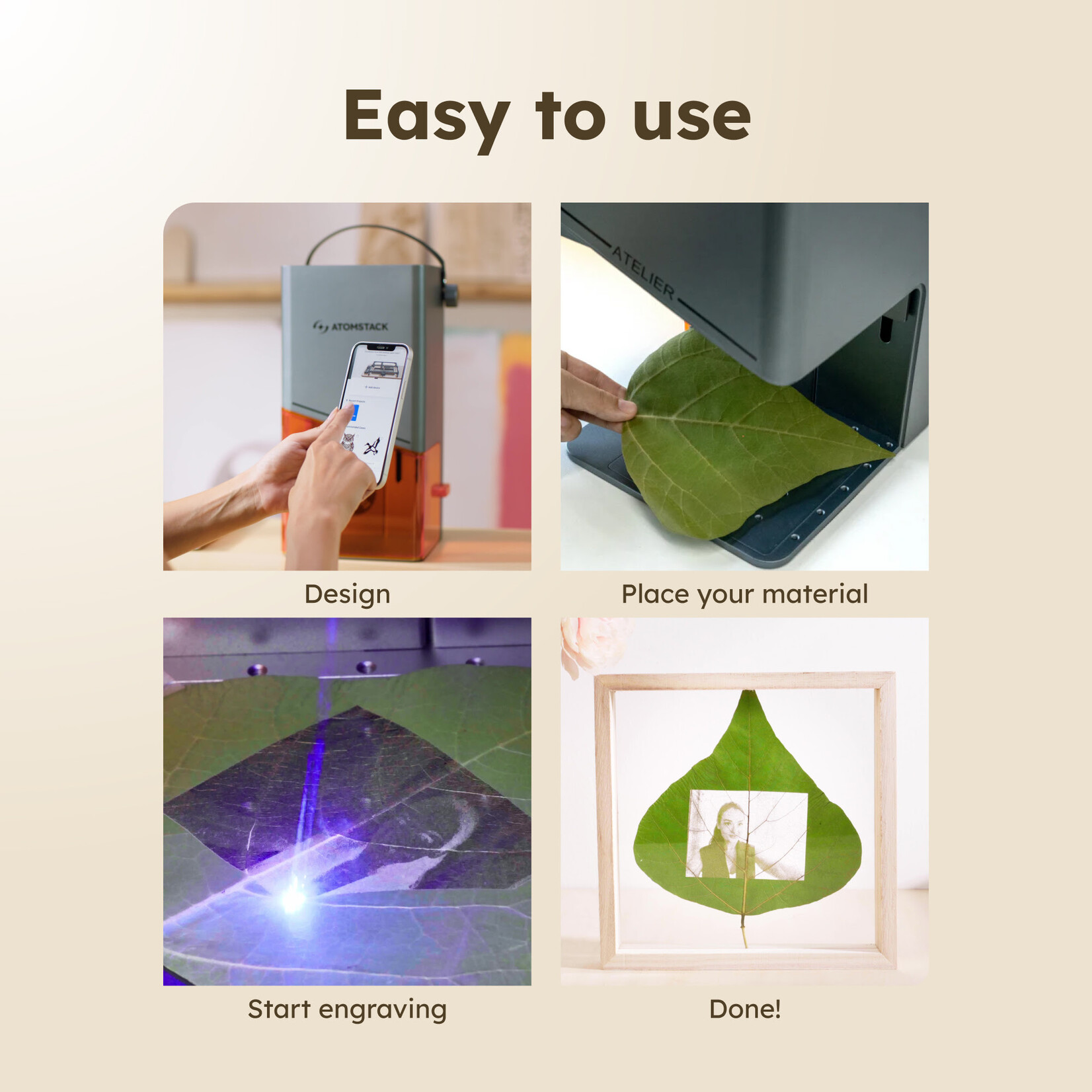 AtomStack Open Box Gold - Atelier Laser Engraver - 12 W Diode Galvo