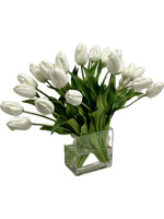 Dutch Tulips in Rectangle Vase-WH  (WM2)
