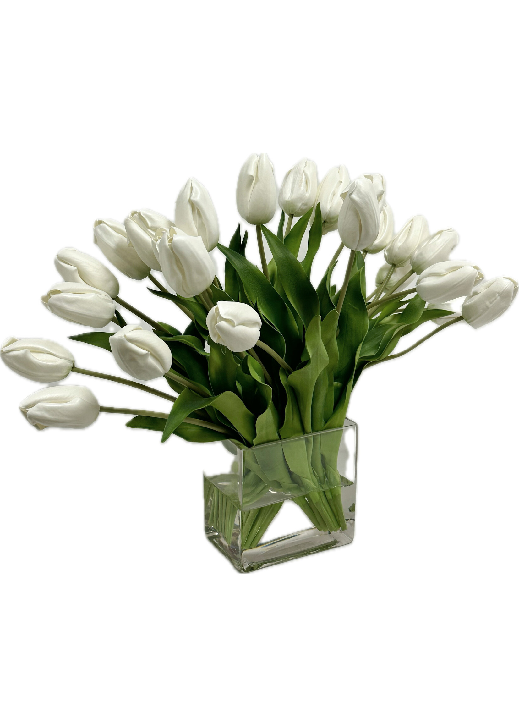 Dutch Tulips in Rectangle Vase-WH  (WM2)