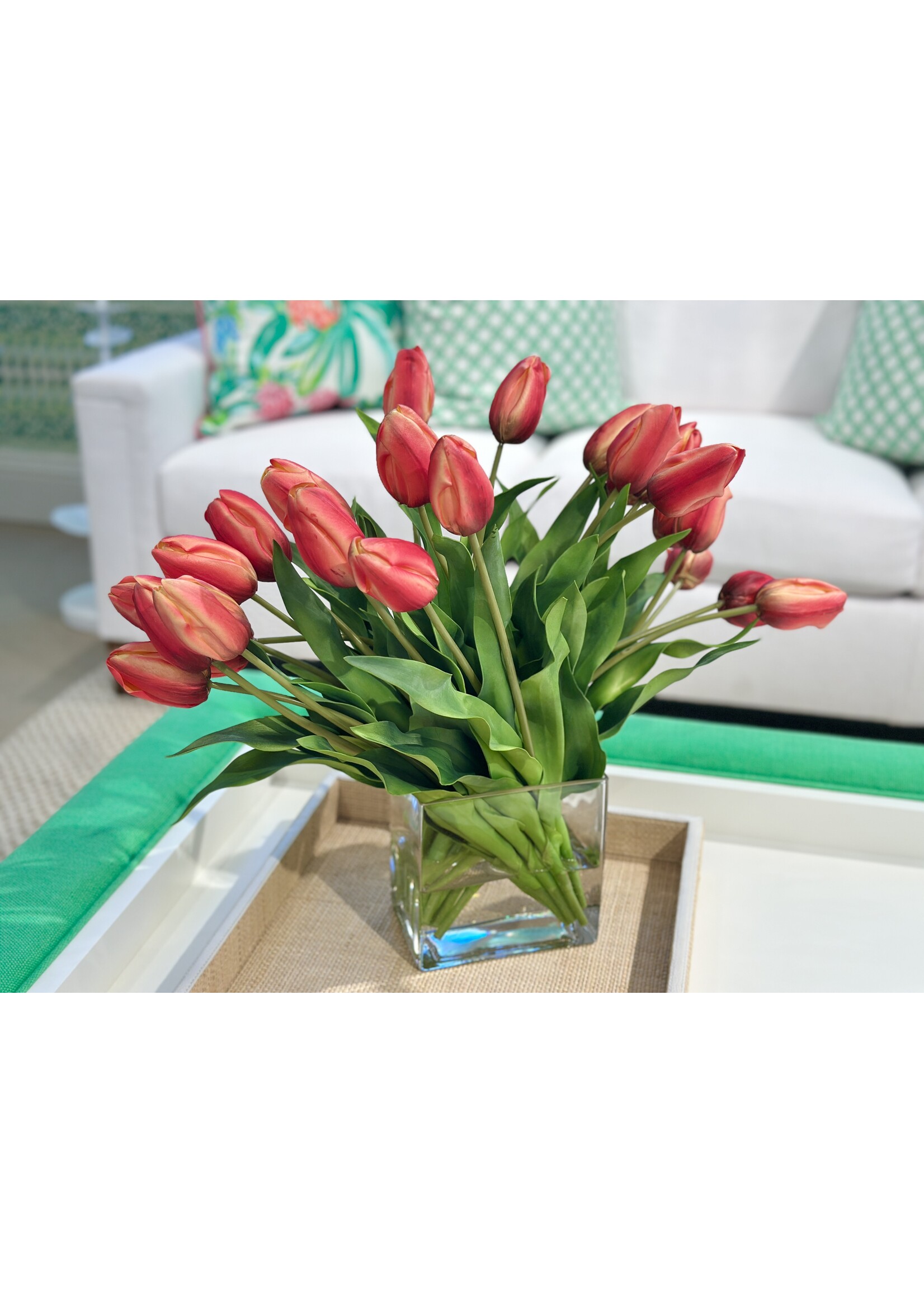 Dutch Tulips in Rectangle Vase-YLOR  (WM2)