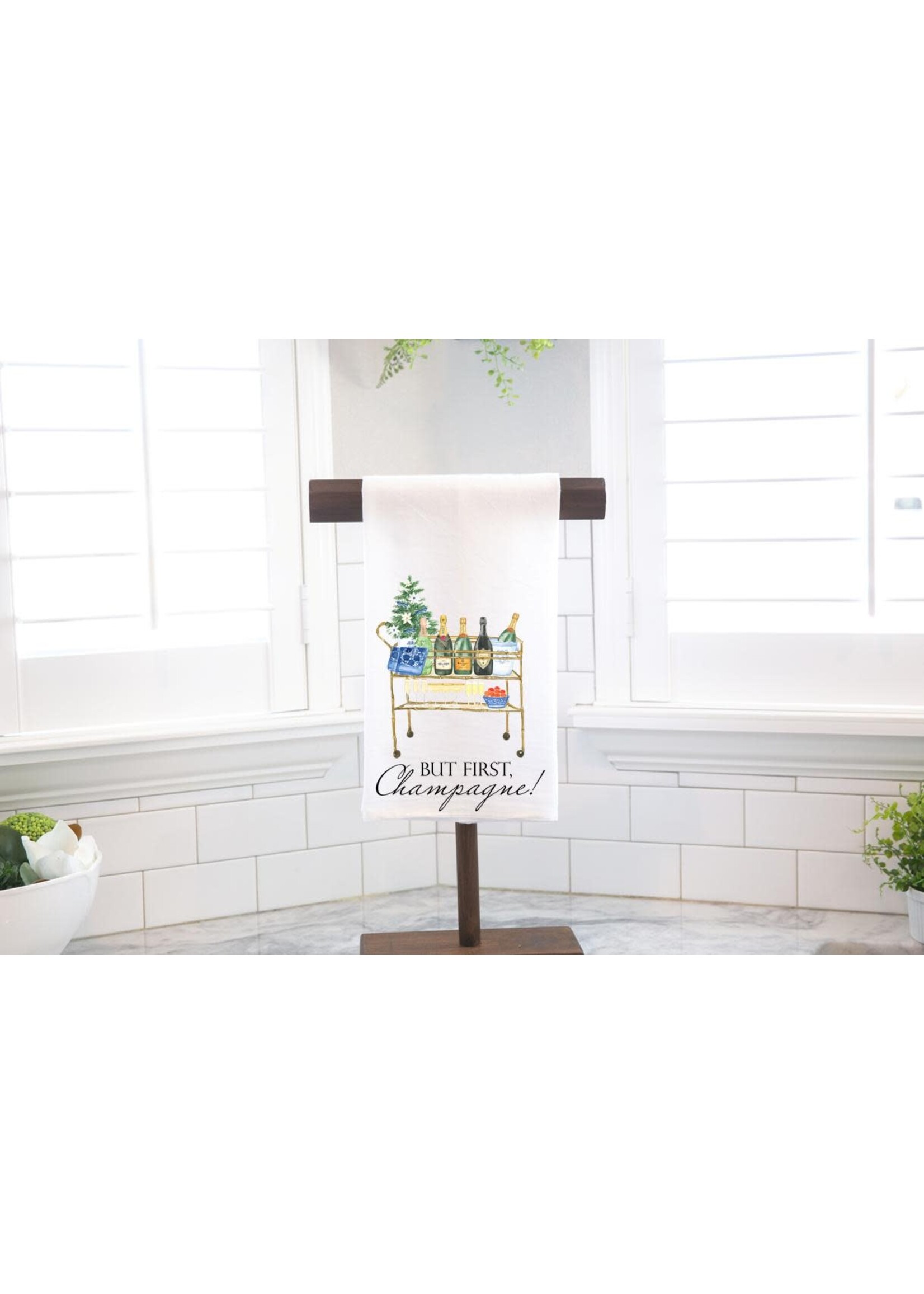 Preppy Chick But First, Champagne Flour Sack Tea Towel