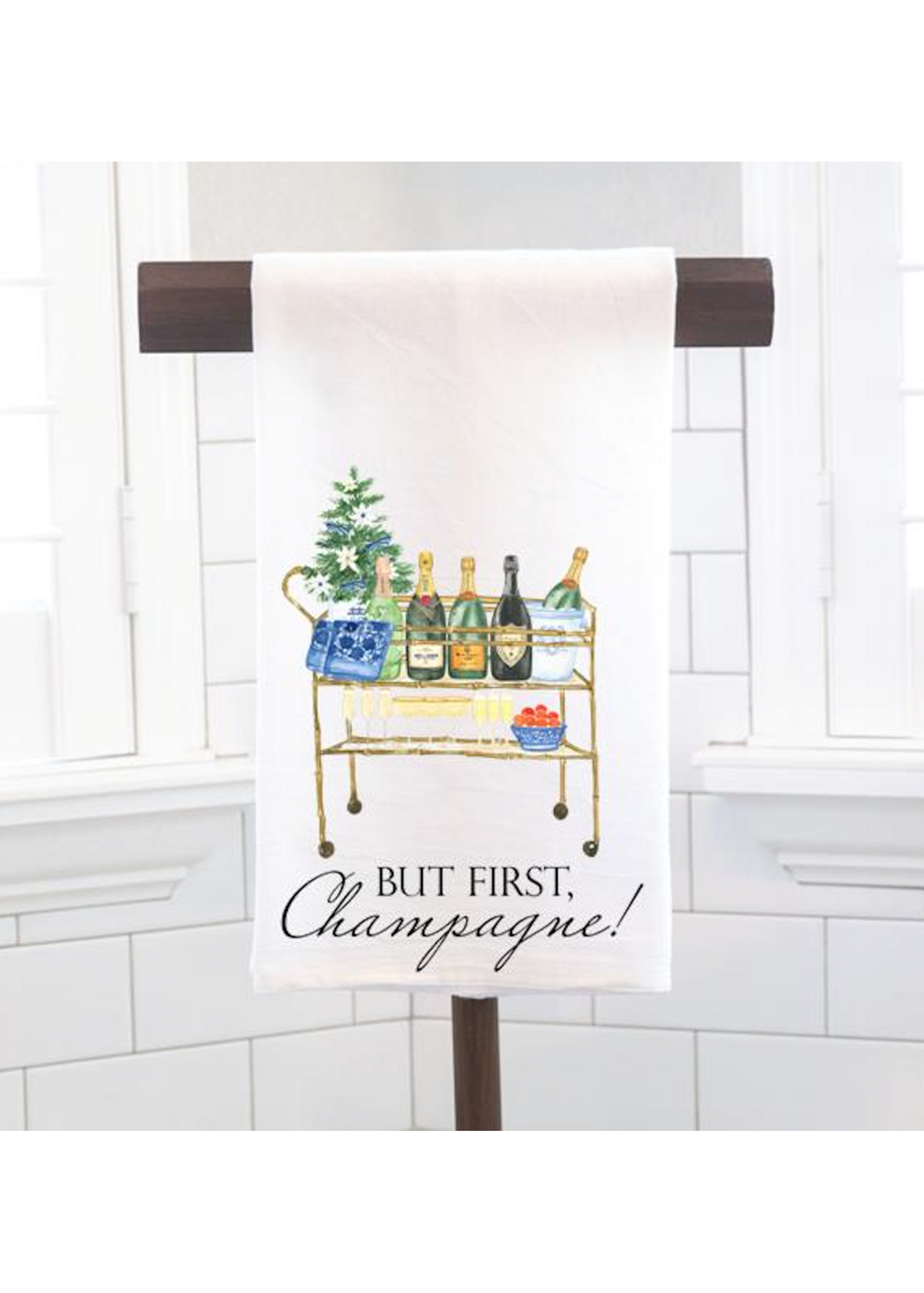 Preppy Chick But First, Champagne Flour Sack Tea Towel