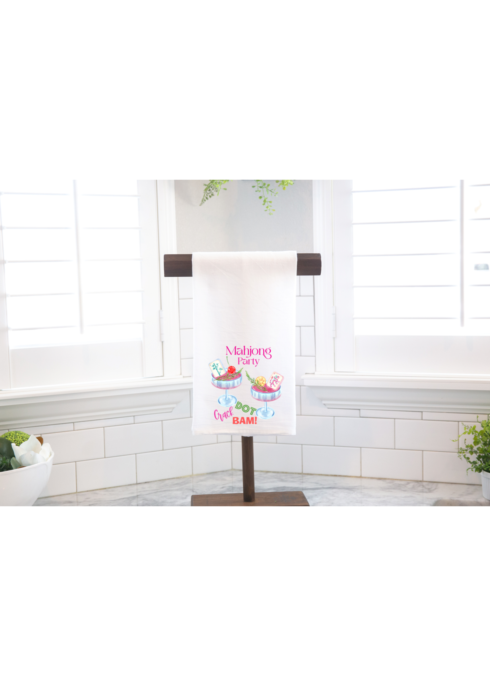 Preppy Chick Mahjong Party Flour Sack Tea Towel