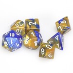 Chessex Chessex Gemini Blue / Gold with White Polyhedral 7 die set