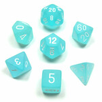 Chessex Chessex Frosted Teal with White Polyhedral 7 die set