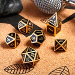 Dice Habit Dice Habit Galaxy Black Speckle with Gold Metal Polyhedral 7 die set