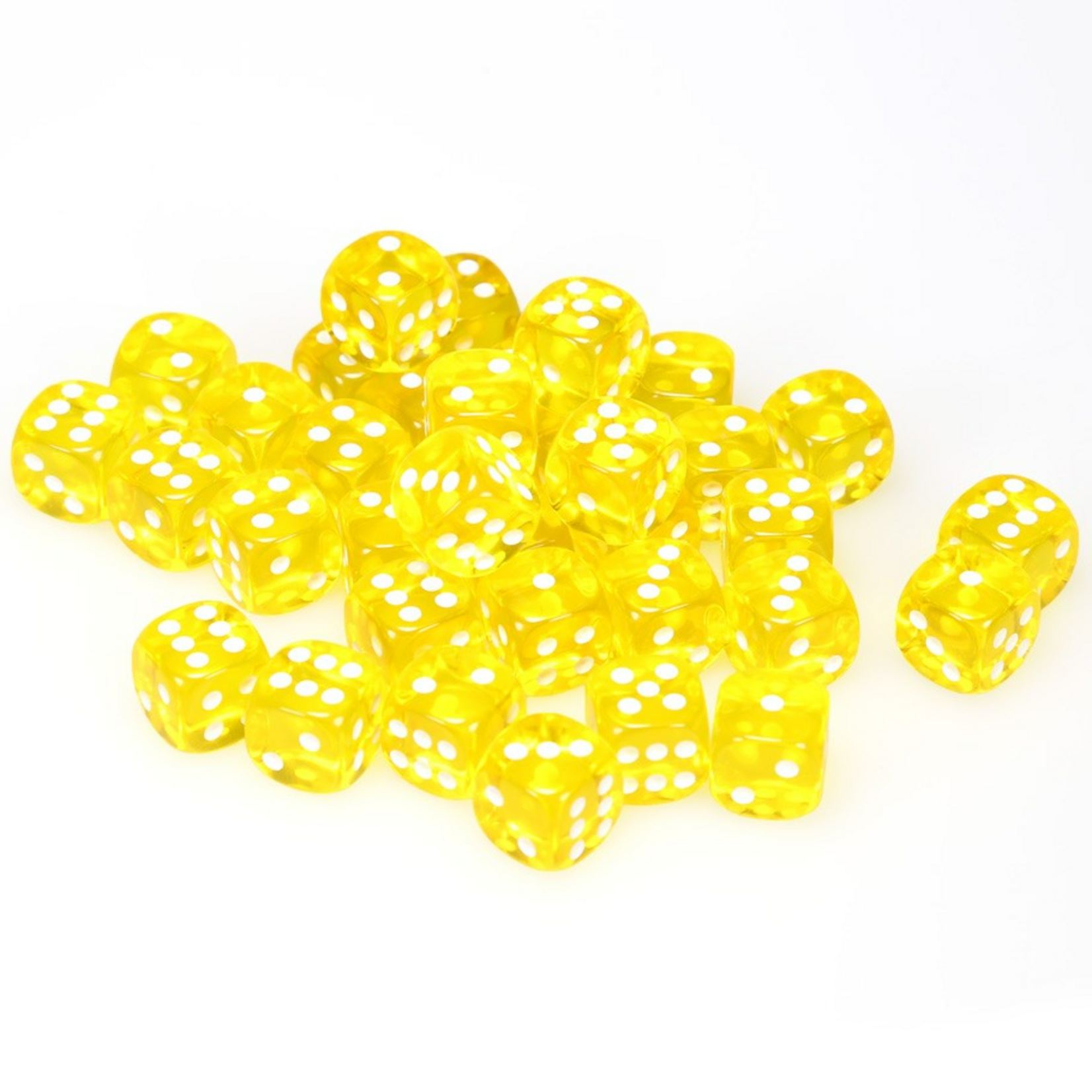 Chessex Chessex Translucent Yellow with White 12 mm d6 36 die set