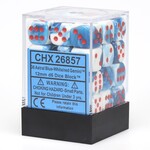 Chessex Chessex Gemini Astral Blue / White with Red 12 mm d6 36 die set