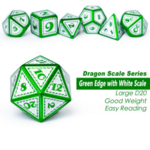 Dice Habit Dice Habit Patrick's White with Green Metal Polyhedral 7 die set
