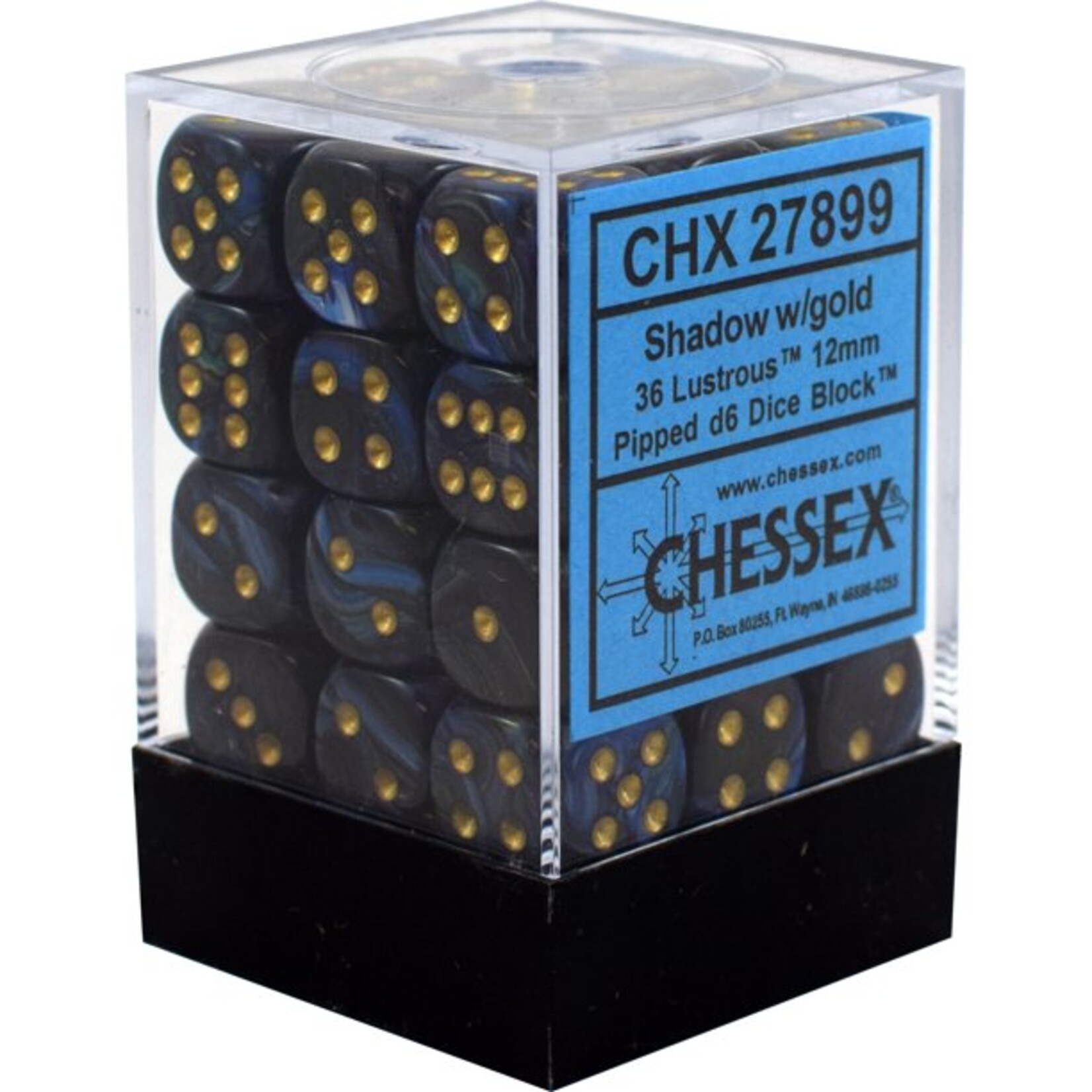 Chessex Chessex Lustrous Shadow / Gold with Black 12 mm d6 36 die set