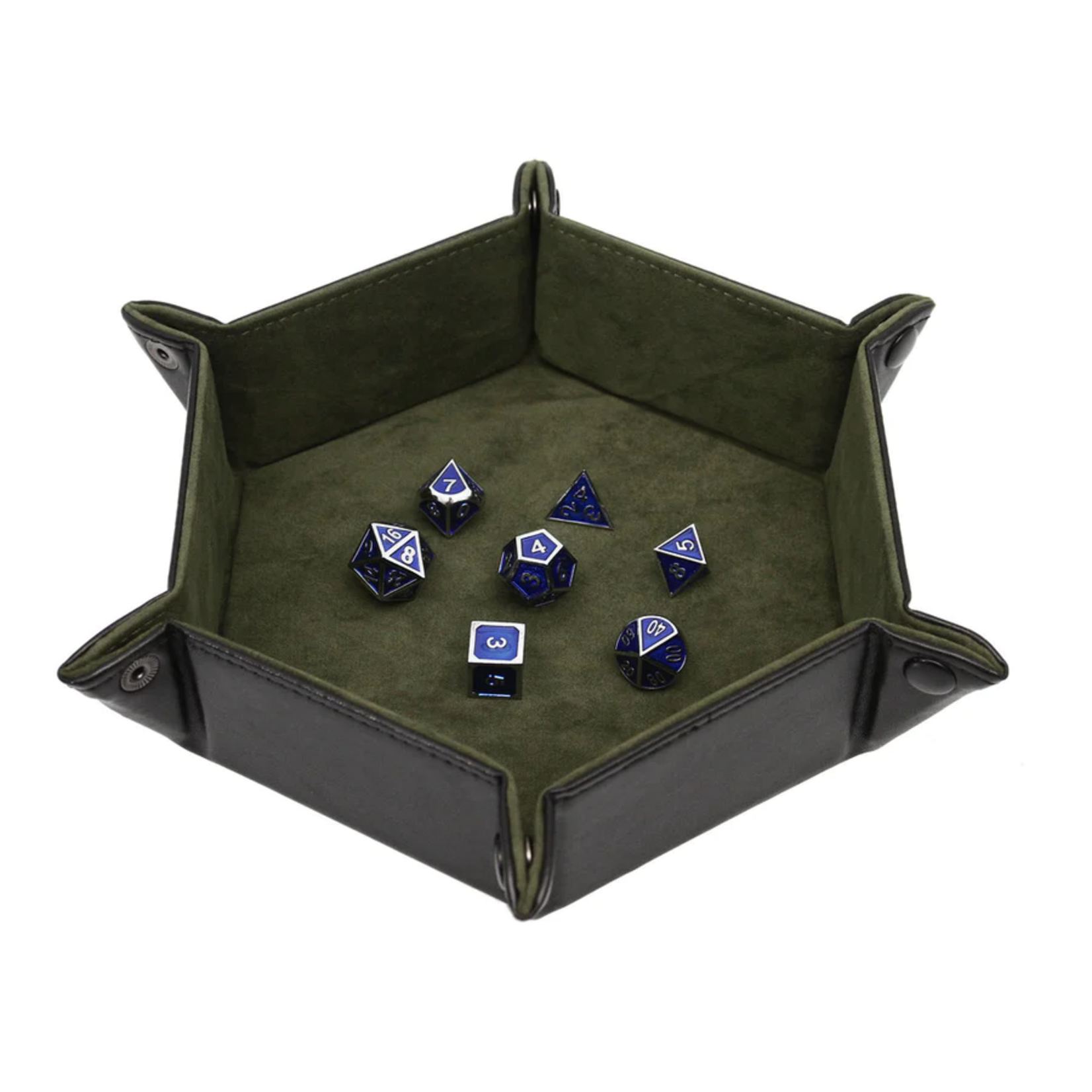 Forged Hexagon Snap Folding Dice Tray Green