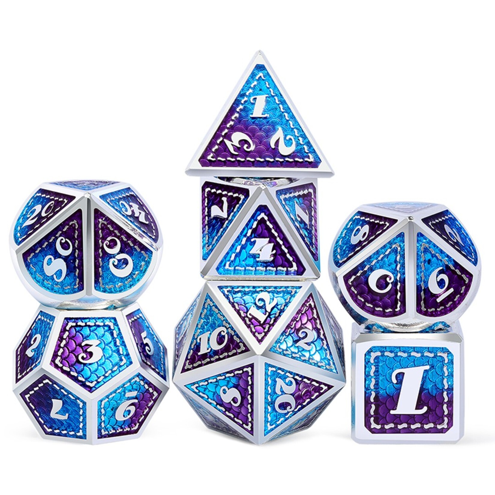 Dice Habit Dice Habit Dragonfly Blue / Purple with Silver Polyhedral 7 die set