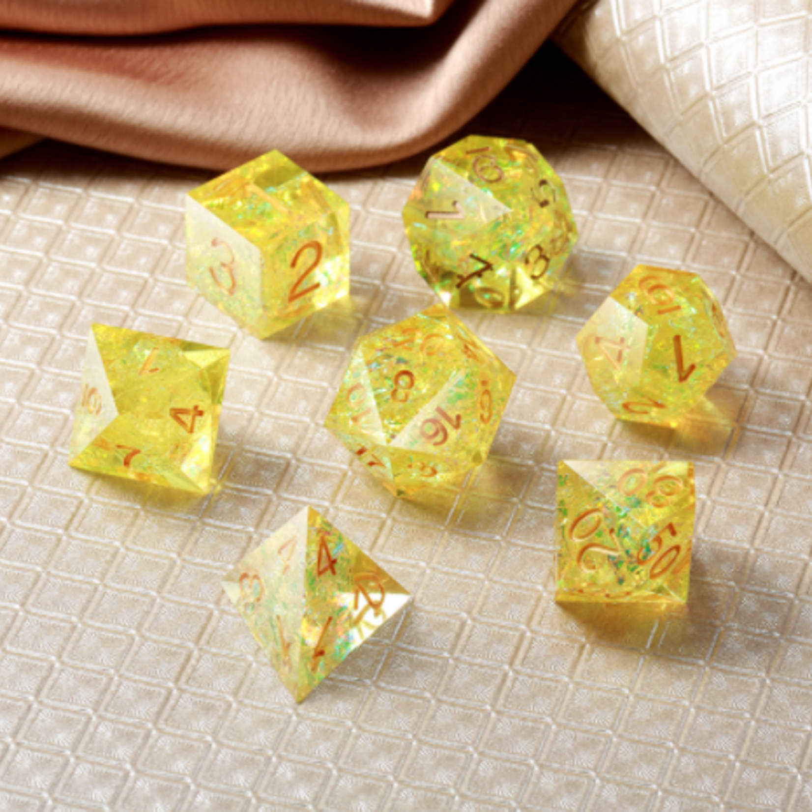 Dice Habit Dice Habit Sharp Edge Canary Polyhedral 7 die set