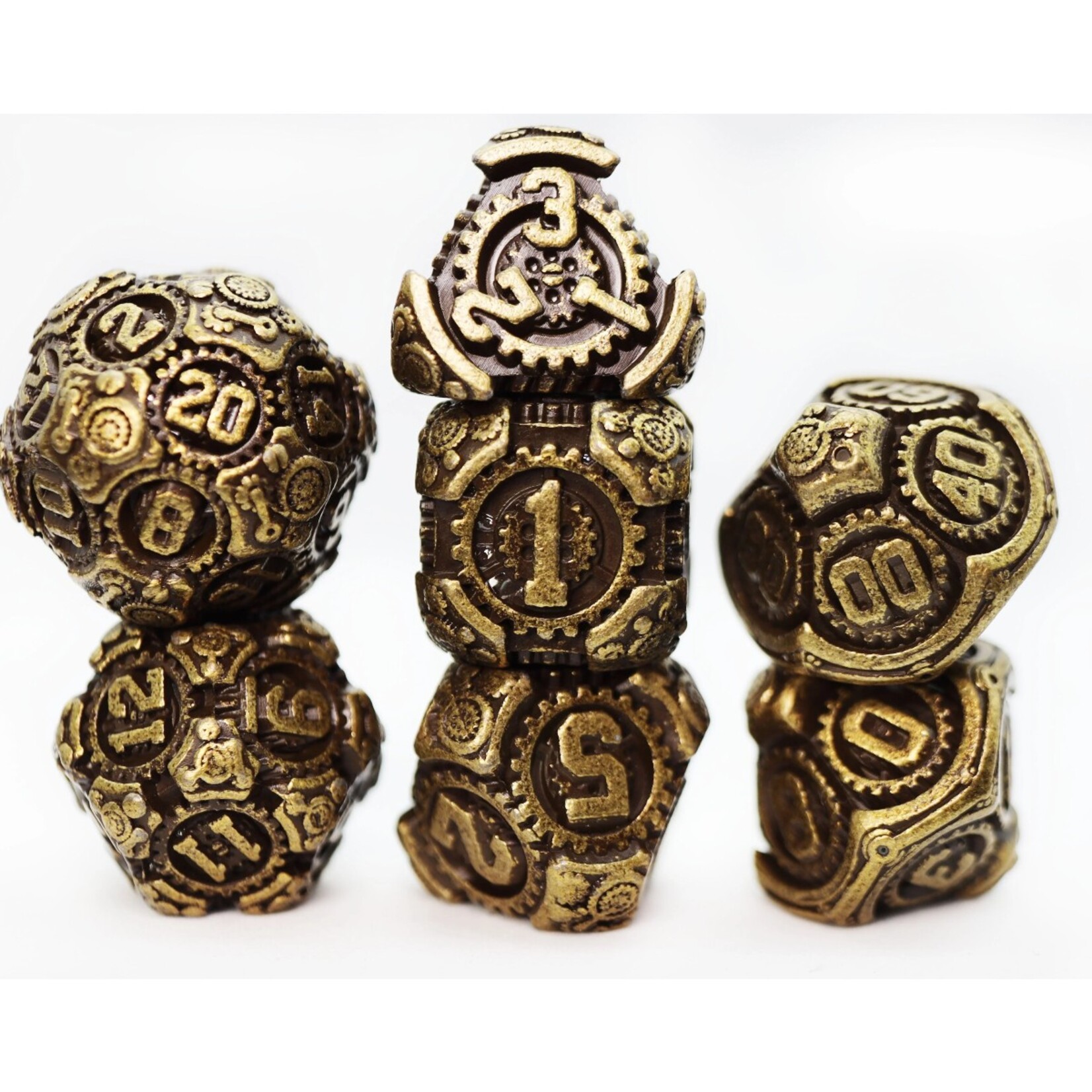Foam Brain Games Airship Gears Brazen Bulkhead Metal RPG dice 7 die set