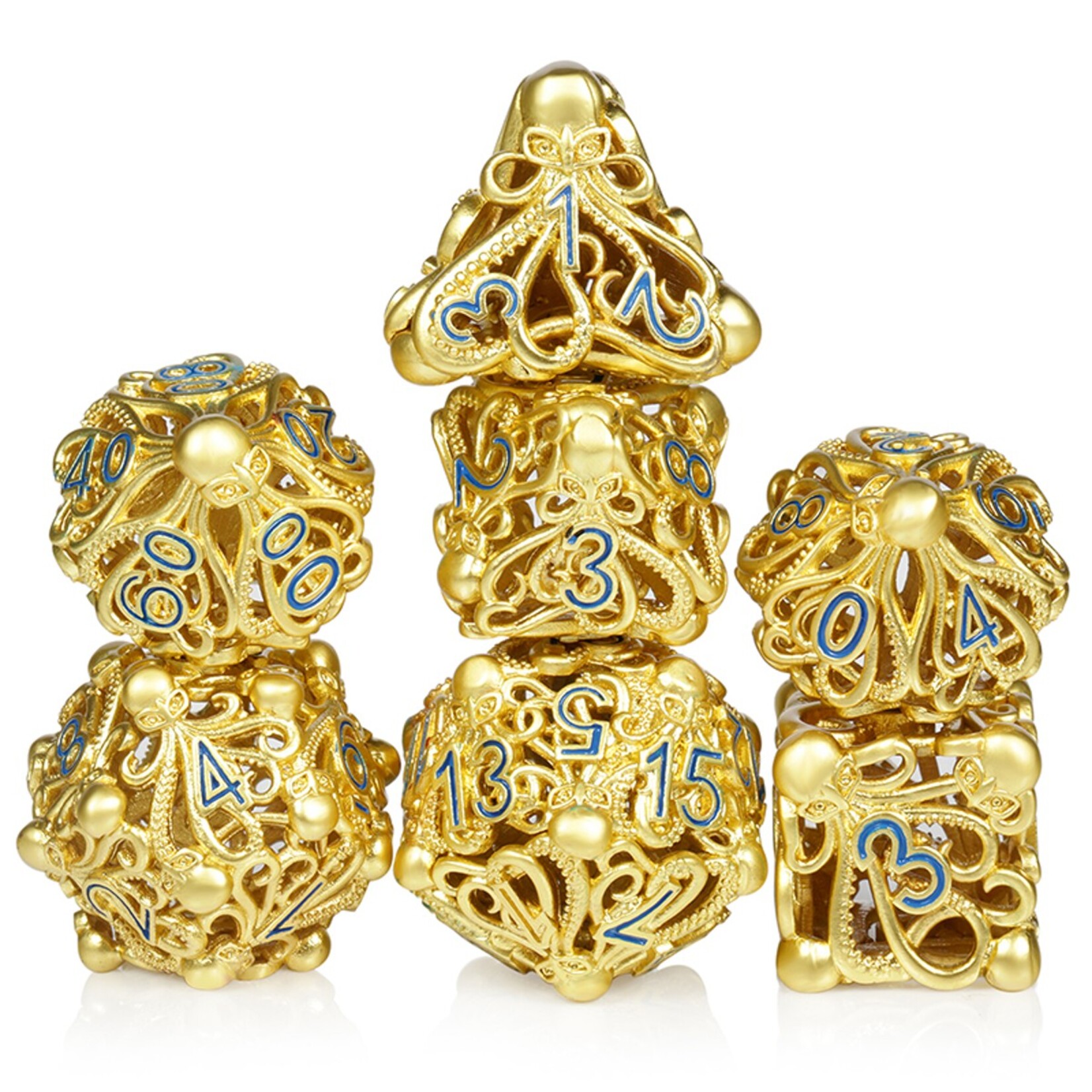 Dice Habit Dice Habit Hollow Orb Dice Set Kraken Gold Polyhedral 7 die set
