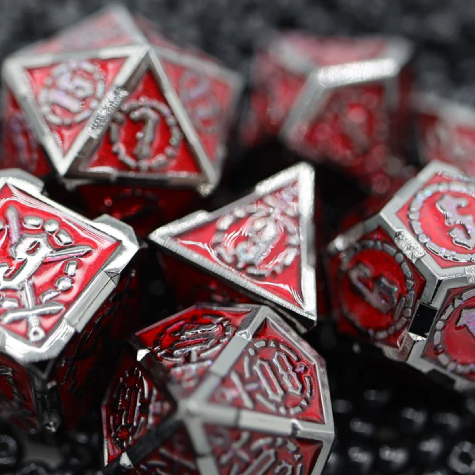 Foam Brain Games Crossed Swords Blood Sword Metal 7 die set