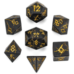 HYMGHO Hymgho Solid Metal Barbarian Matt Black w/ Gold Polyhedral 7 die set