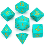 HYMGHO Hymgho Solid Metal Barbarian Turquoise w/ Gold Polyhedral 7 die set