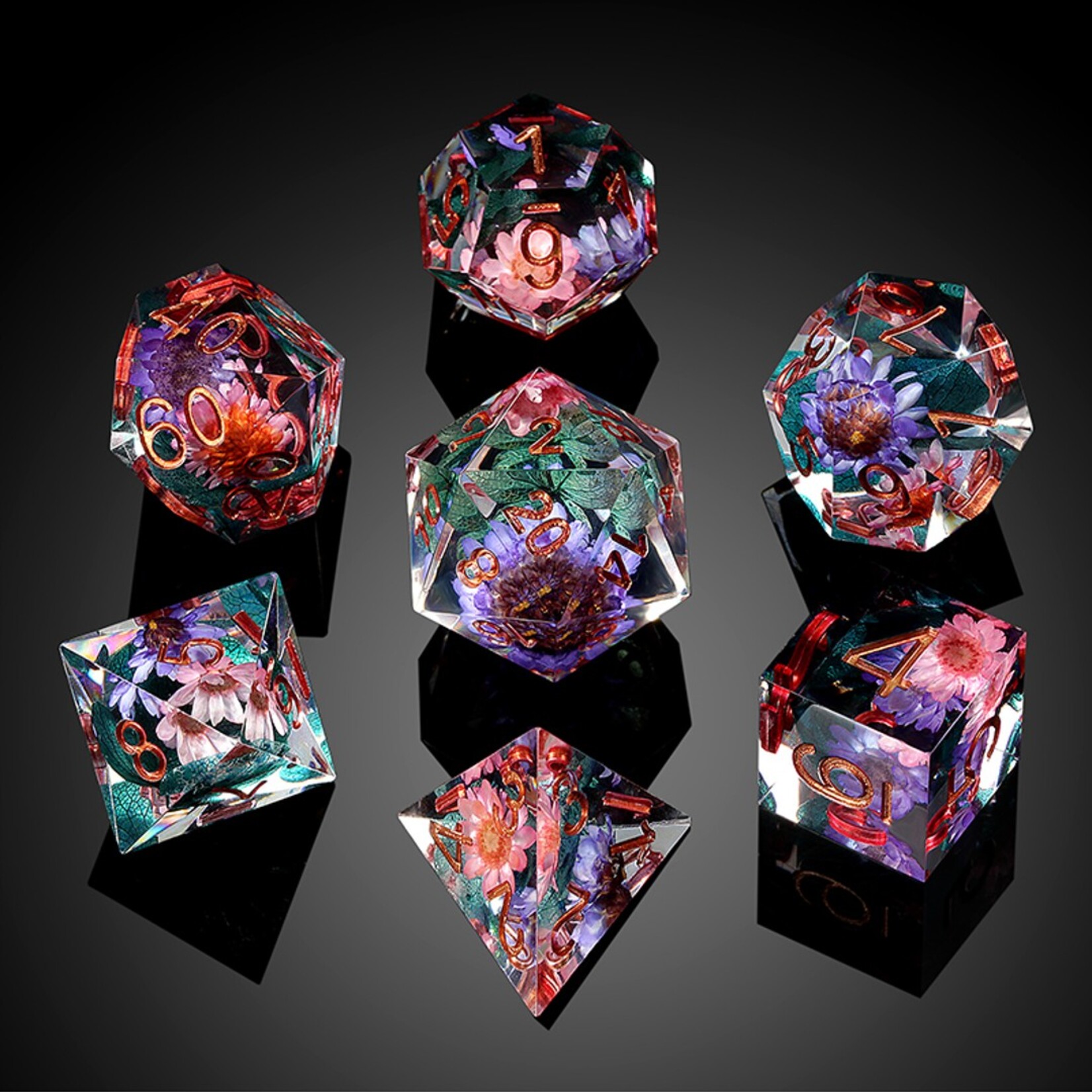 Dice Habit Dice Habit Sharp Edge Secret Garden Polyhedral 7 Die Set
