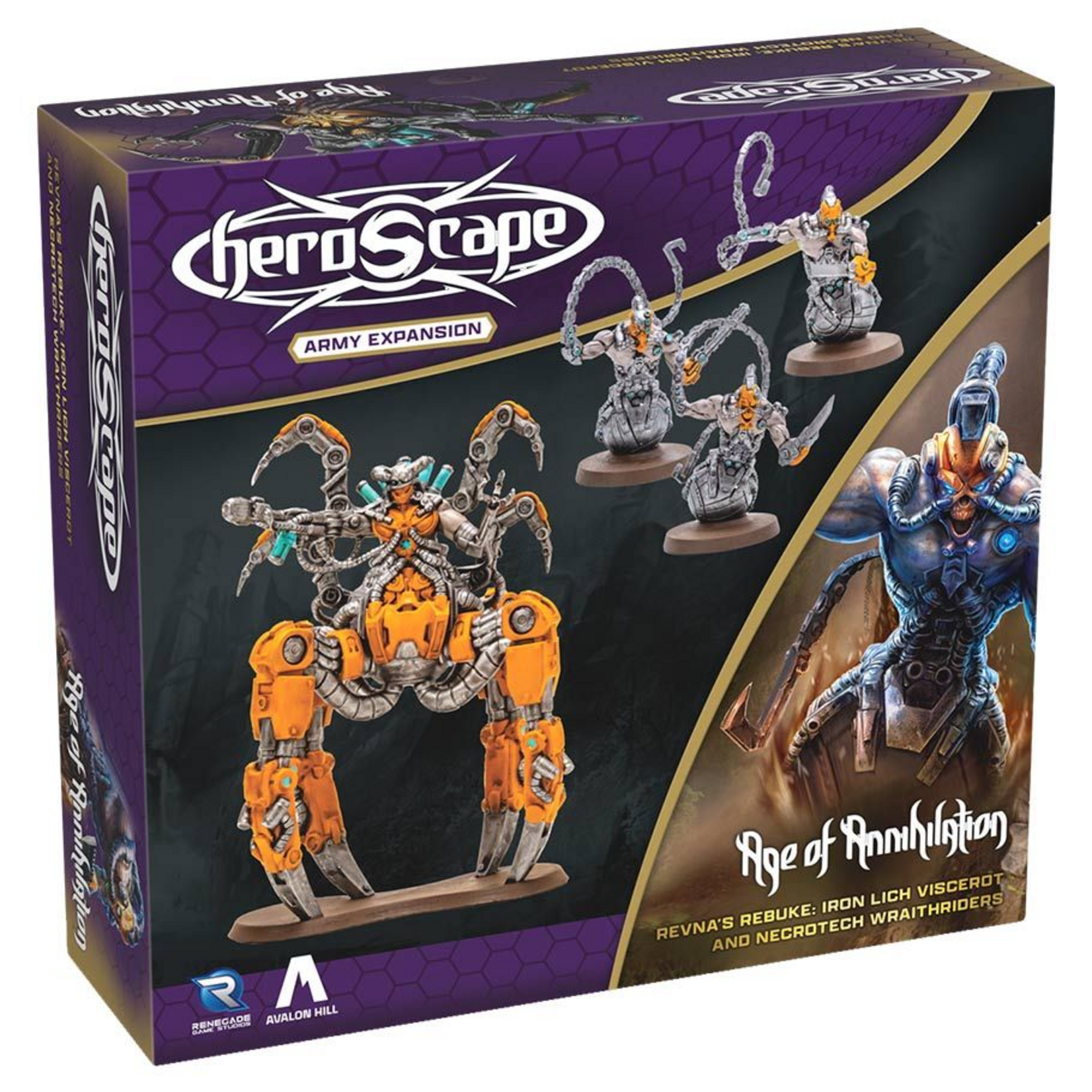 Renegade Game Studios Heroscape Army Expansion Revna's Rebuke Iron Lich Viscerot and Necrotech Wraithriders