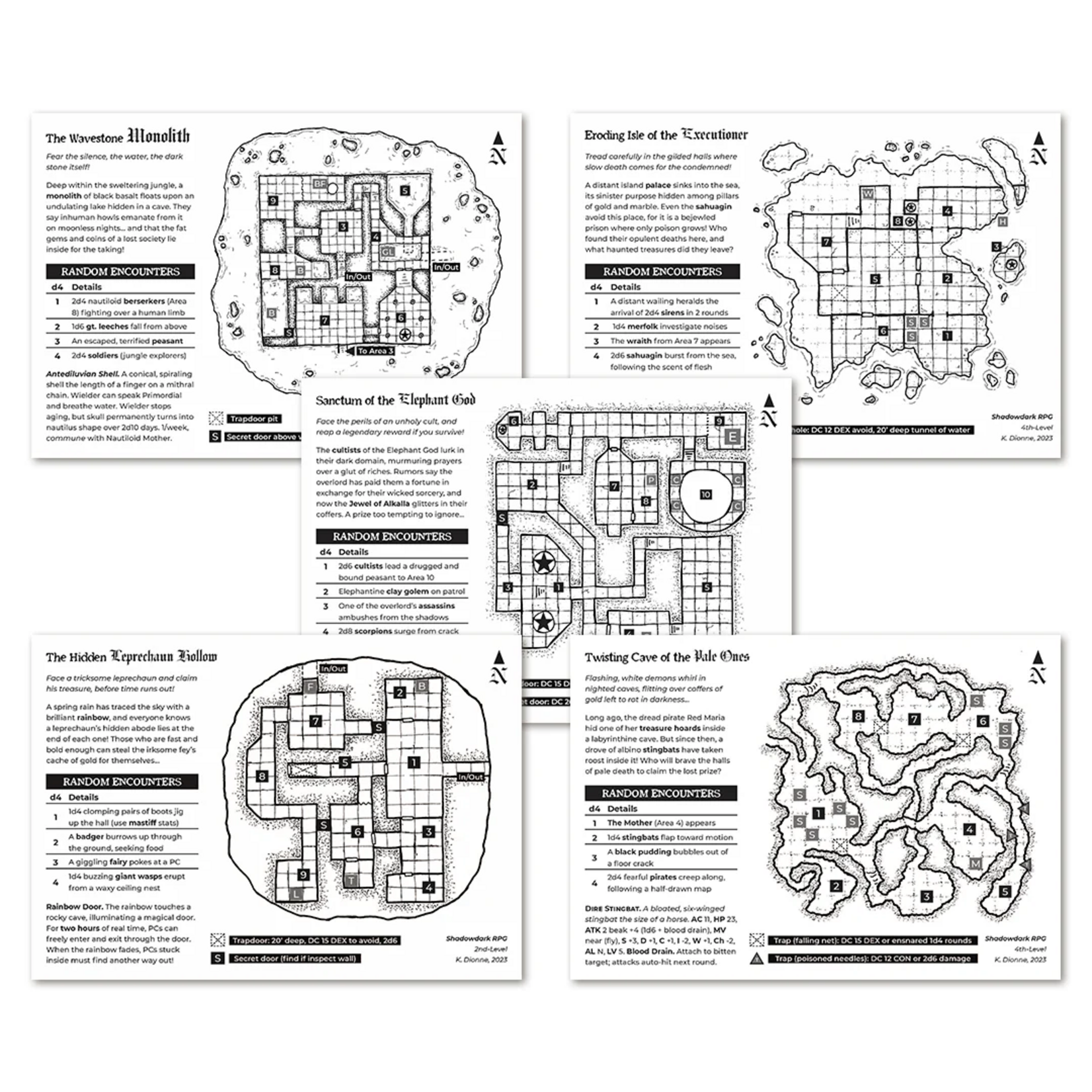 The Arcane Library Shadowdark RPG Five Mini Adventure Cards