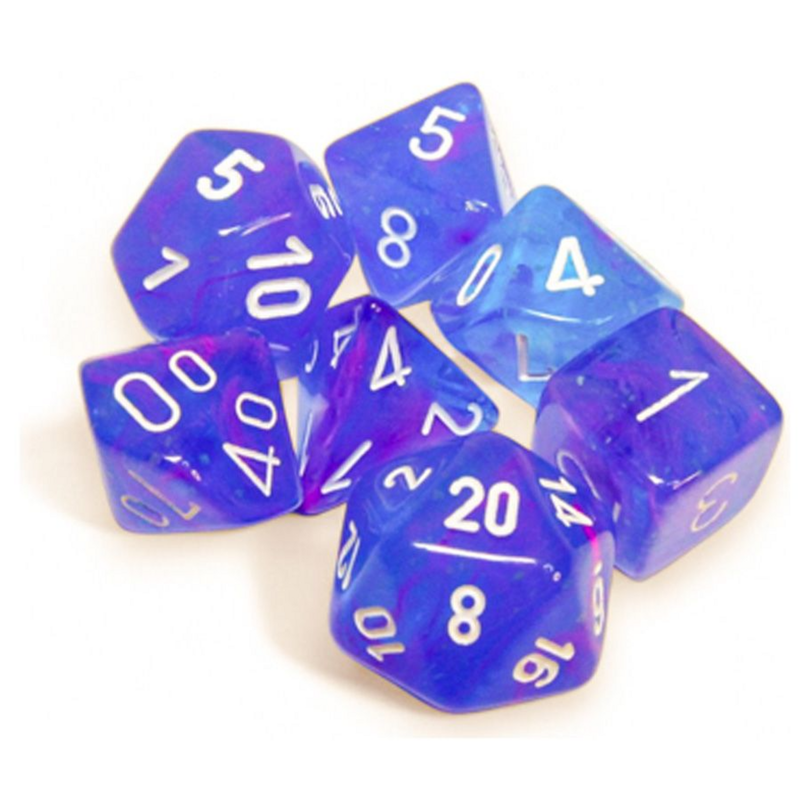 Chessex Chessex Nebula Luminary Aura w/ White Polyhedral 7 die set