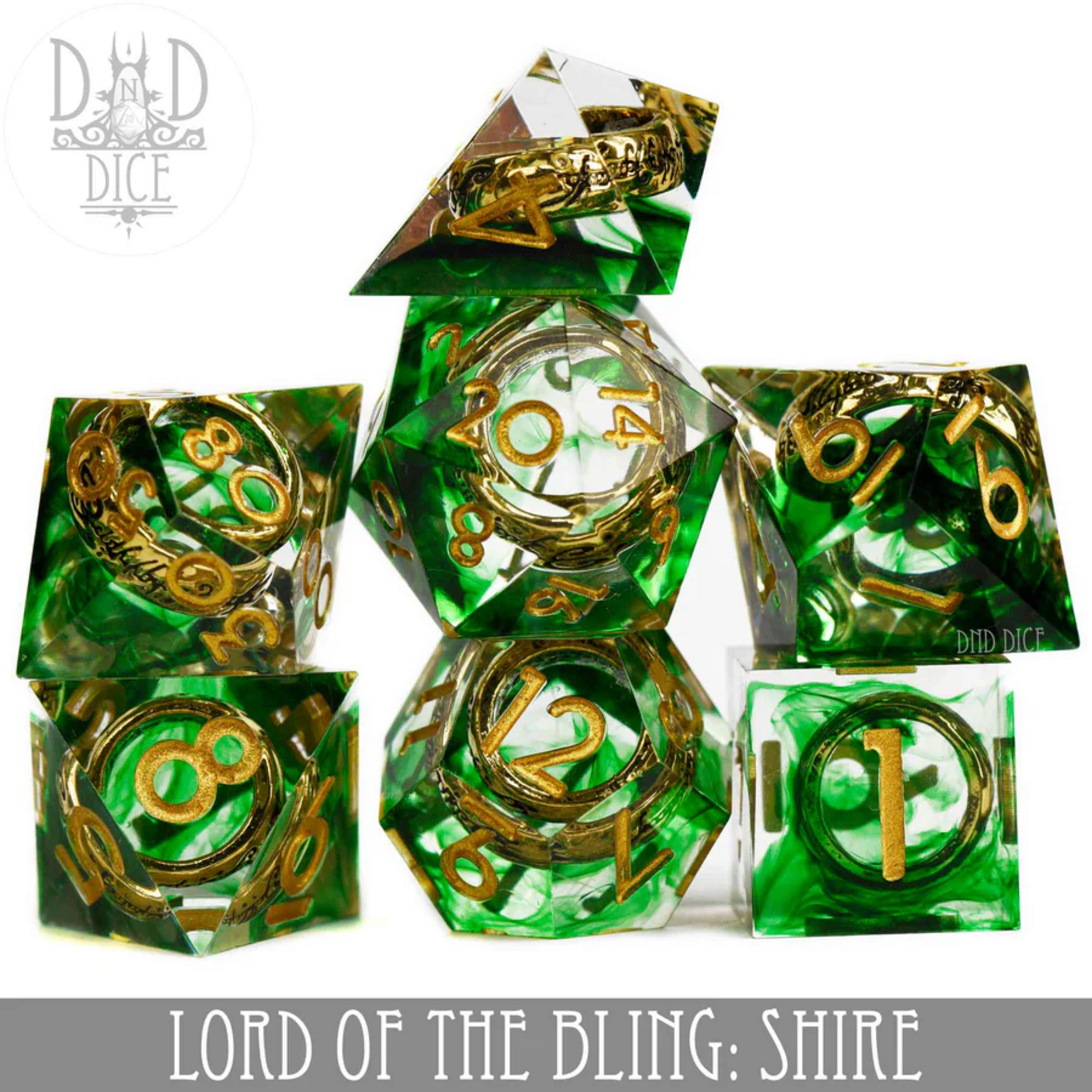 DND Dice DND Dice Handmade Lord of the Bling Shire Polyhedral 7 die set