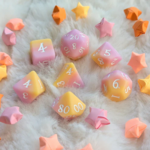 Fennek and Finch Sorbet and Sunset Polyhedral 7 die set
