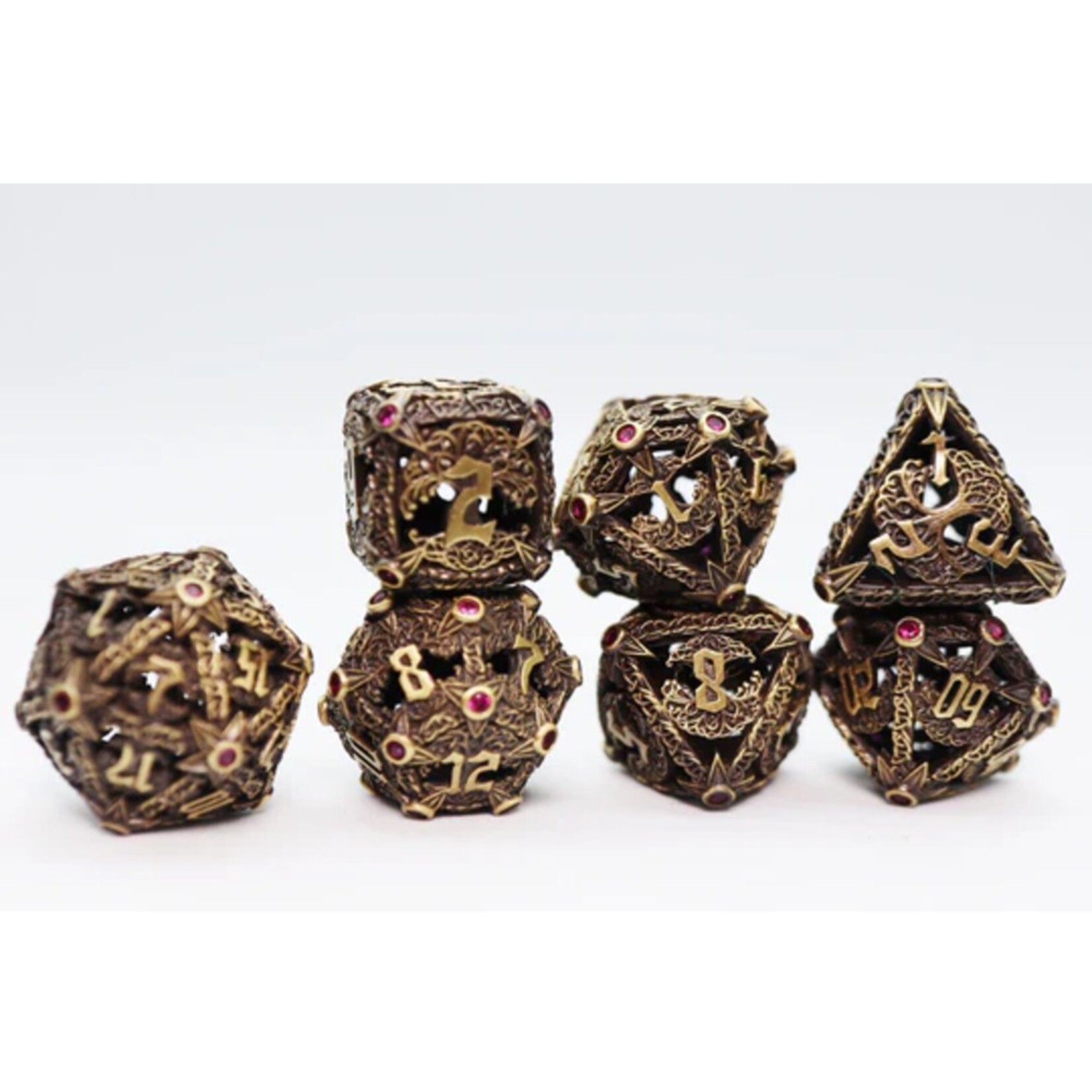 Foam Brain Games Trees of Virtue Tree of Compassion Hollow Metal RPG dice 7 die set