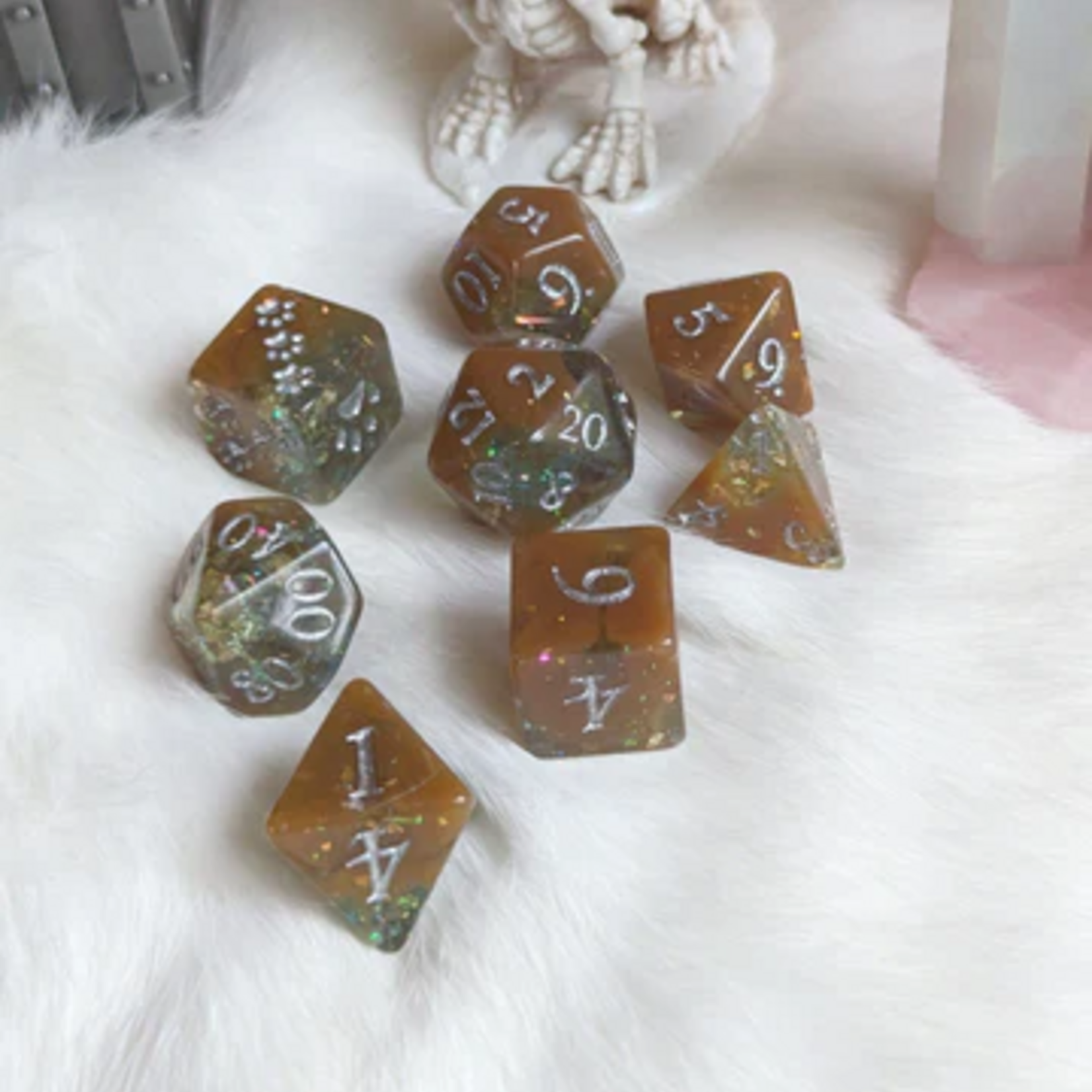 Fennek and Finch Sulfur Pool Polyhedral 7 die set