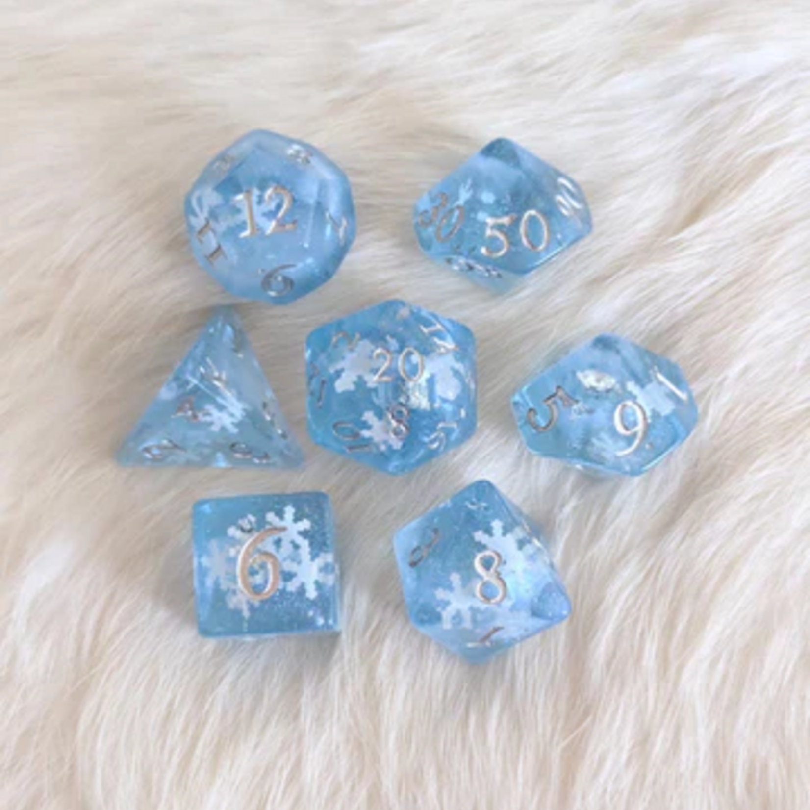 Fennek and Finch Snowfall Polyhedral 7 die set