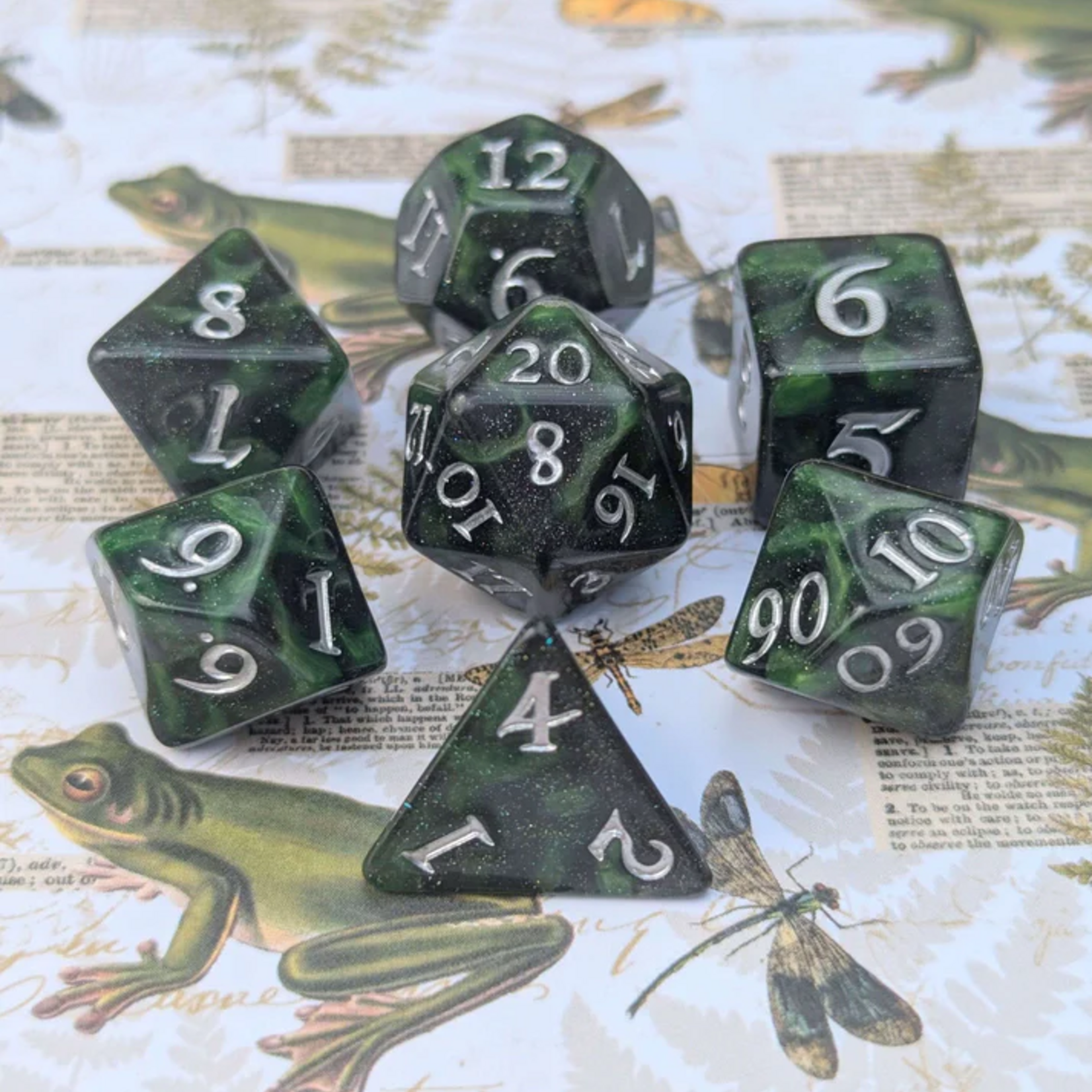 Fennek and Finch Forest Swamp Polyhedral 7 die set