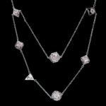 HYMGHO Dragon's Eye 7-die Necklace Silver with Pink Gems