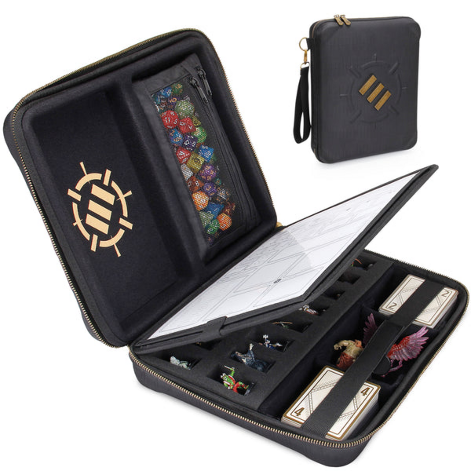 Enhance Gaming ENHANCE Tabletop RPG Organizer Case - DnD Organizer with Character Sheet Holder Black