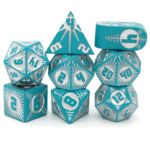 Dice Envy Dice Envy Warp Speed Delta Teal and Silver Metal Polyhedral 7 die set