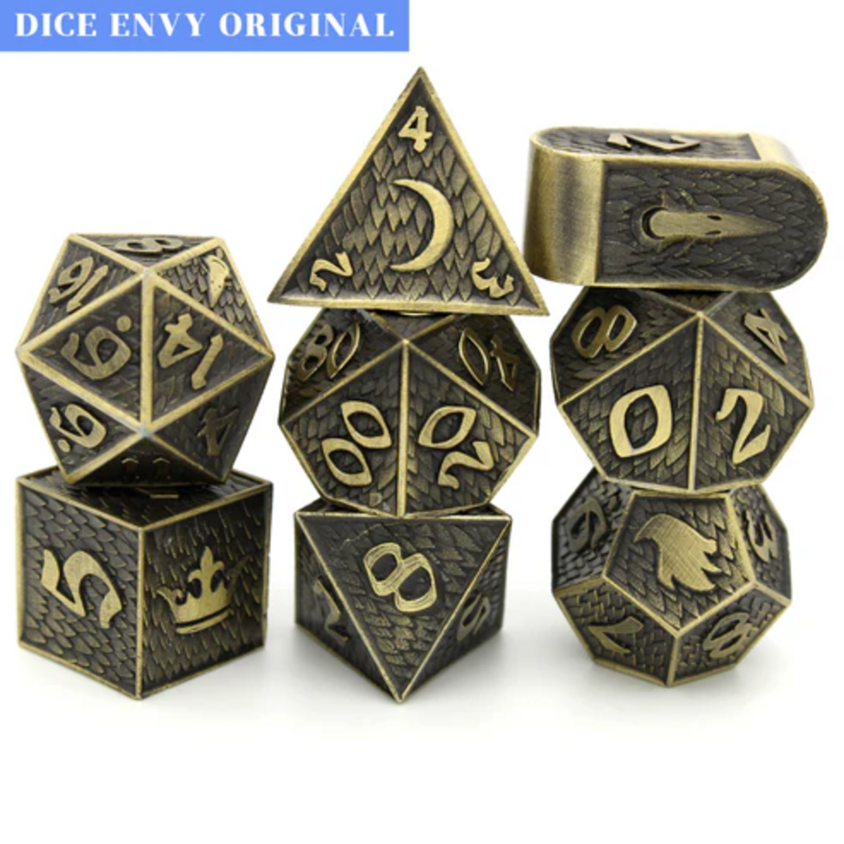Dice Envy Dice Envy Champion Ancient Gold Metal Polyhedral 7 die set