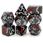 Dice Envy Dice Envy Black Pearl Black w/ White and Red Metal Polyhedral 7 die set