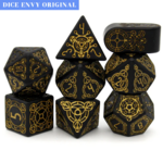 Dice Envy Dice Envy Midnight Portent Black w/ Gold Metal Polyhedral 7 die set