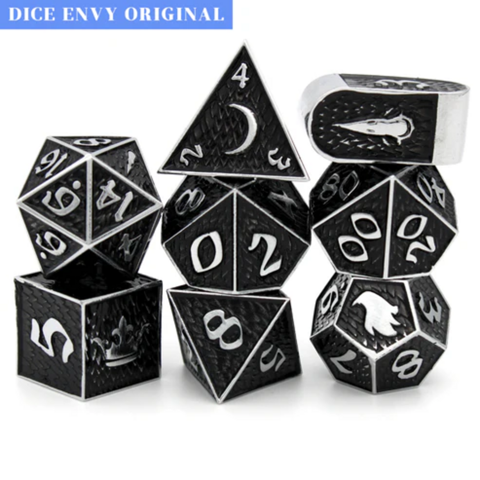 Dice Envy Dice Envy Shadowfell Black w/ Silver Metal Polyhedral 7 die set