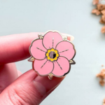 Alum and Ink Mini Pink Strawberry Flower Enamel Pin