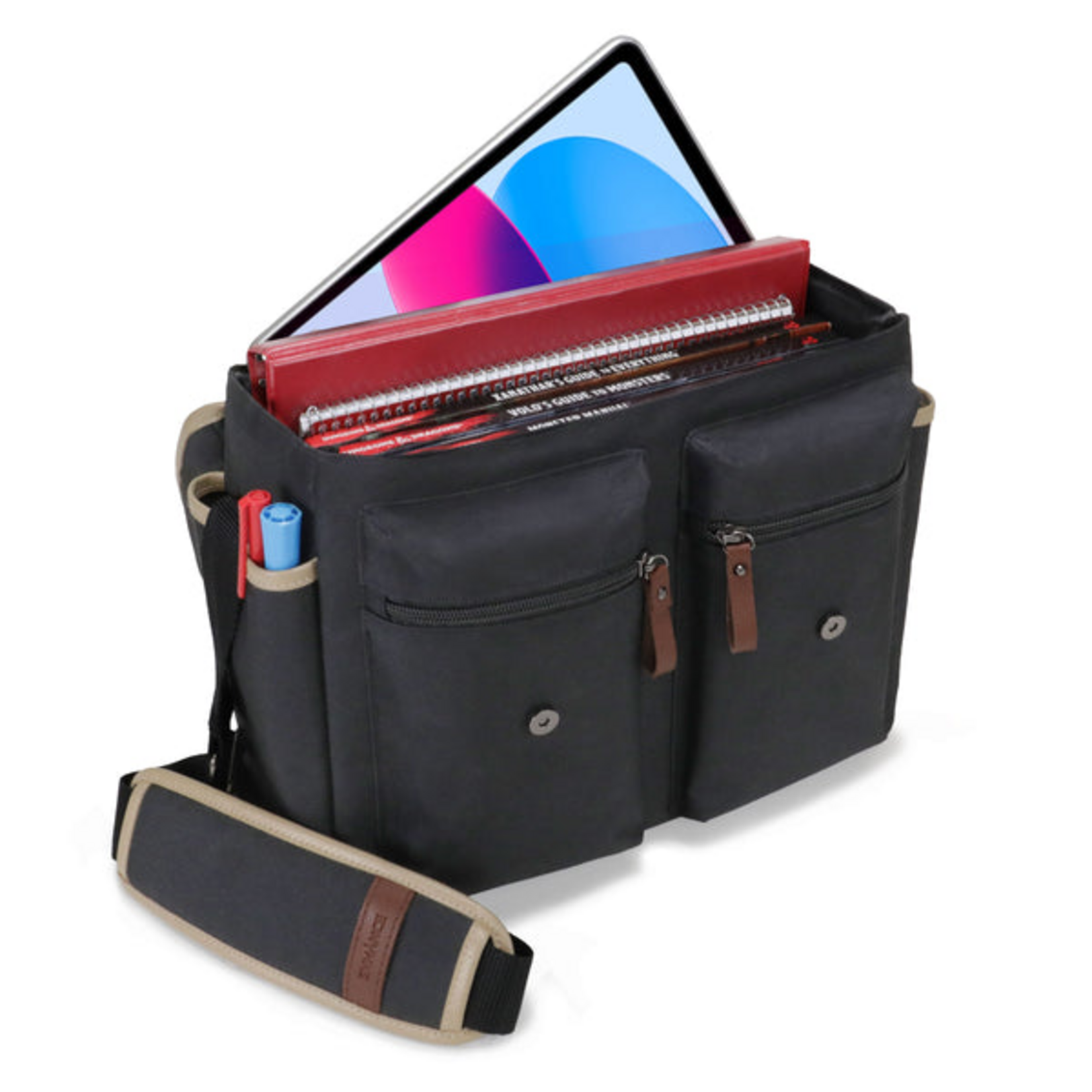 Enhance Gaming ENHANCE Designer Edition DnD Bag Stylish RPG Player's Messenger Bag Black
