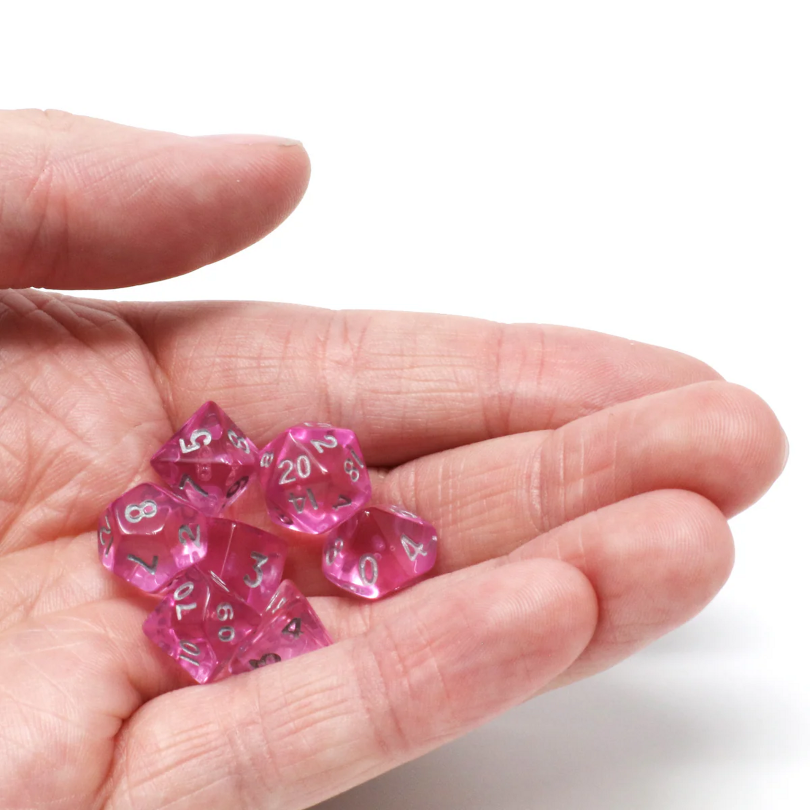 Die Hard Dice Die Hard Critlings Bubble Blossom Clear Pink w/ Silver Polyhedral 7 die set