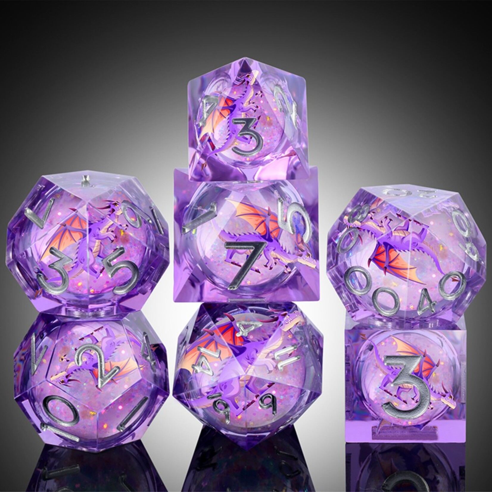 Dice Habit Dice Habit Liquid Core Dragon Luna Polyhedral 7 Die Set