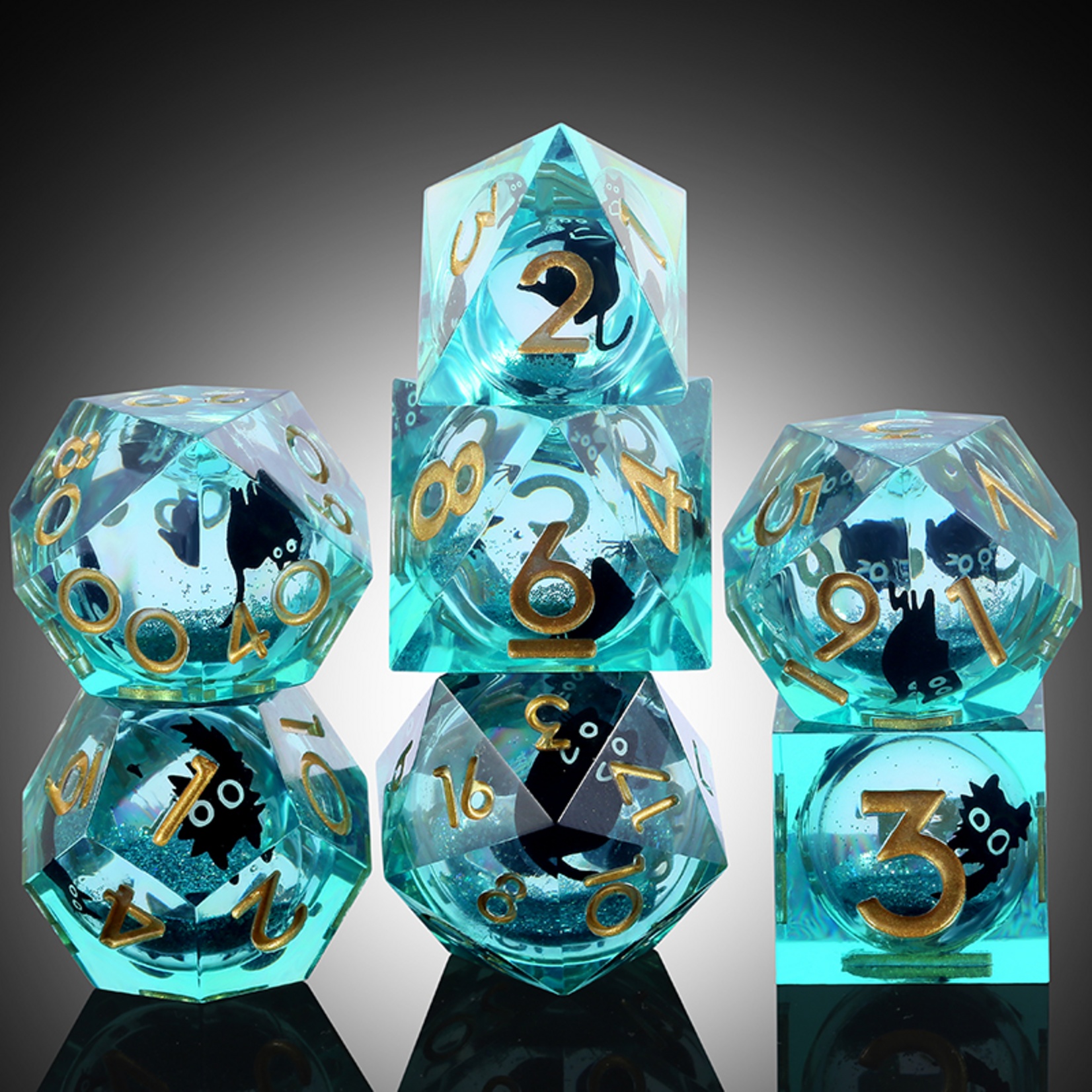 Dice Habit Dice Habit Liquid Core Scuba Kitty Polyhedral 7 Die Set
